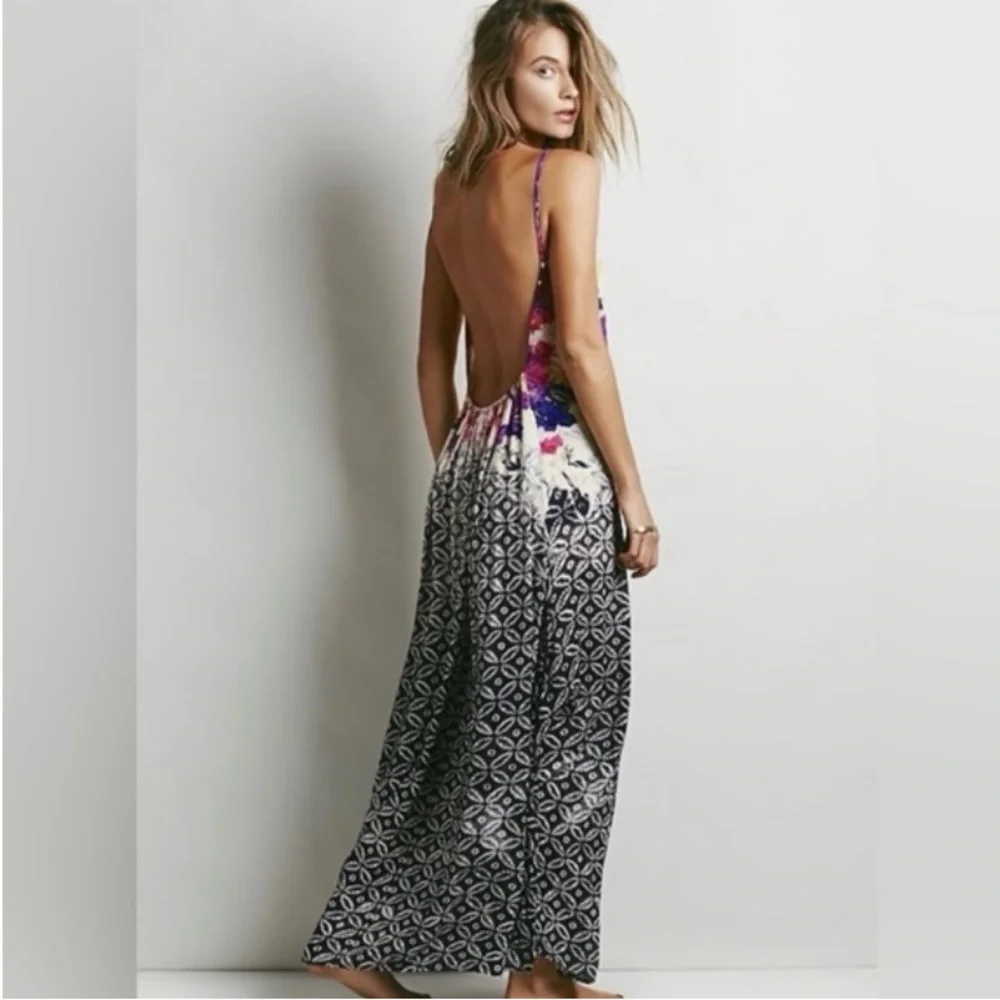 Free People tie dye Batik Maxi Backless Dress Medium - Picture 4 of 9